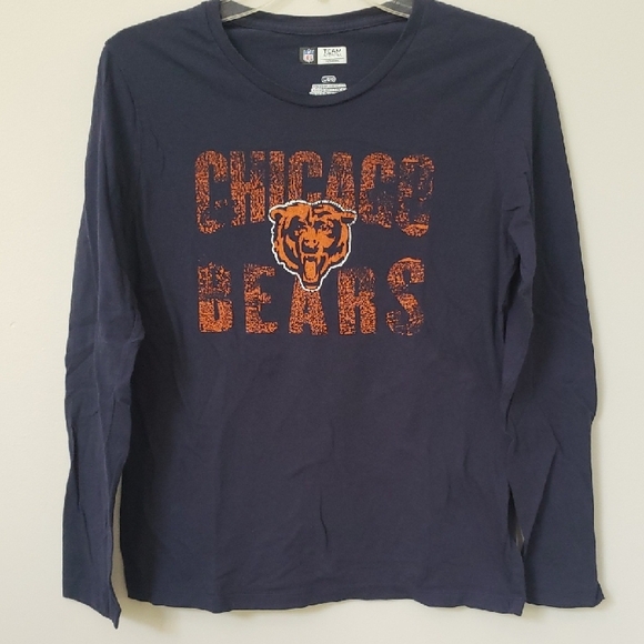 Chicago Bears NFL Team Apparel Womens L Navy L/S Shirt Distressed Graphi - Picture 1 of 8
